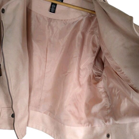 KENNETH COLE Women's Moto Jacket Faux Suede Machine Washable Pale Pink Sz 1X EUC - Picture 5 of 10